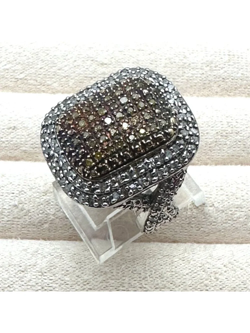 Chuck Clemency Ring Champagne Diamond Size 7 Designer Statement Jewelry